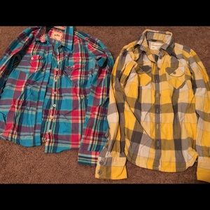 2 small flannels (Hollister and Aeropostale)